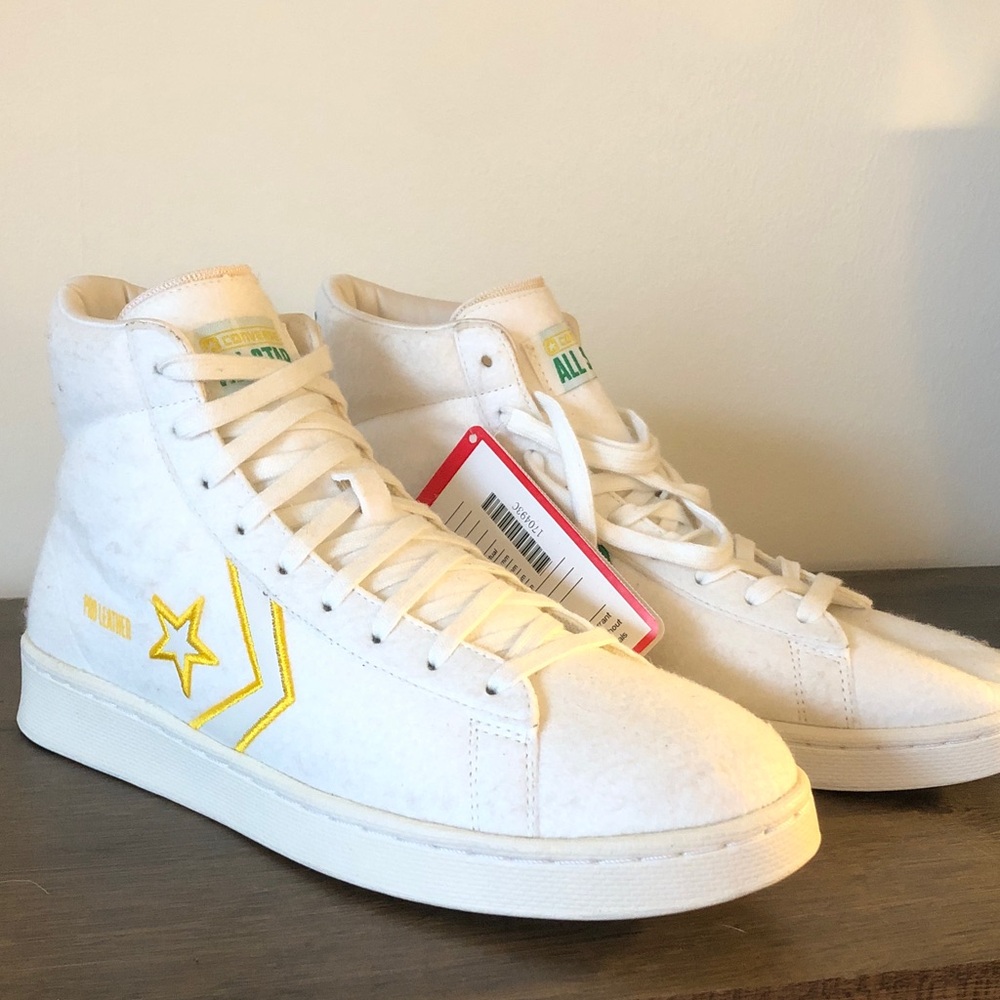 Converse “pro leather” high tops in felt